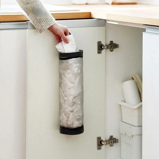 Home Grocery Bag Holder Wall Mount Plastic Bag Holder Dispenser Hanging Storage Trash Garbage Bag Kitchen Garbage Organizer